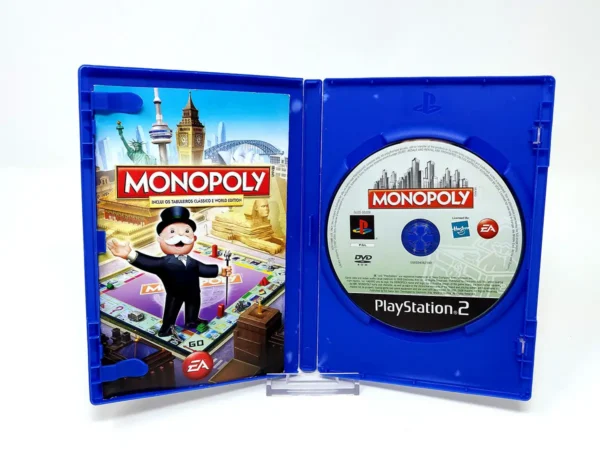 Interior del juego Monopoly (POR) para PlayStation 2 con disco y manual