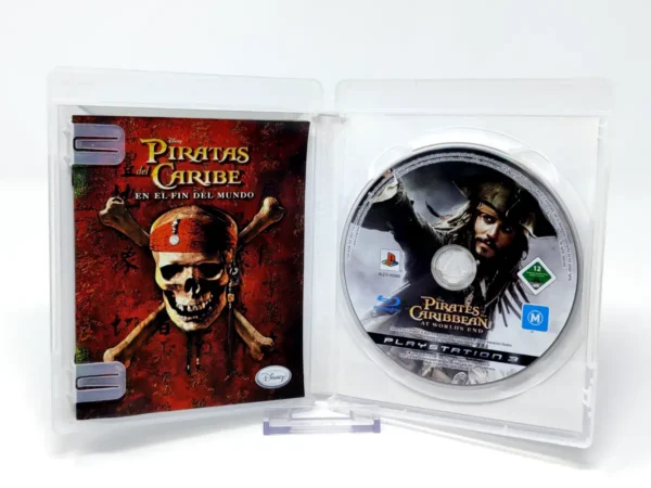 Interior del juego Piratas del Caribe: En el Fin del Mundo (ESP) para PlayStation 3 con disco y manual