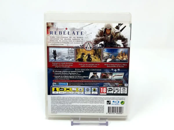 Parte trasera de Assassin's Creed III (Edición Especial) (ESP) para PlayStation 3, edición PAL España