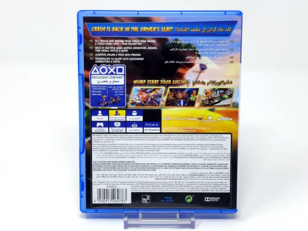 Parte trasera de Crash Team Racing: Nitro-Fueled (ARB) para PlayStation 4, edición PAL Arabia