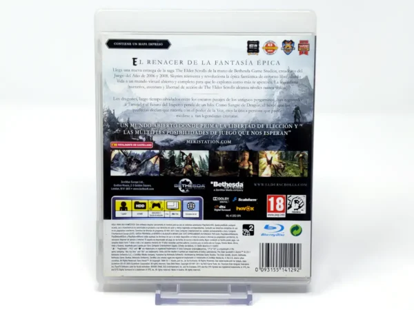 Parte trasera de The Elder Scrolls V: Skyrim (ESP) para PlayStation 3, edición PAL España