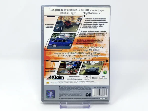 Parte trasera de Burnout (ESP) (Platinum) para PlayStation 2, edición PAL España