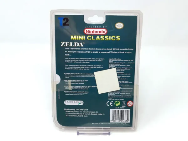 Parte trasera de Mini Classics Zelda (ESP) para Nintendo Game & Watch, edición PAL España