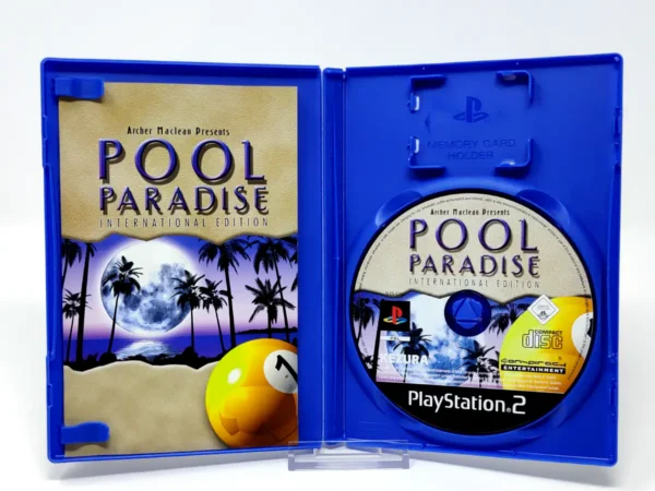 Interior del juego Pool Paradise: International Edition (ESP) para PlayStation 2 con disco y manual