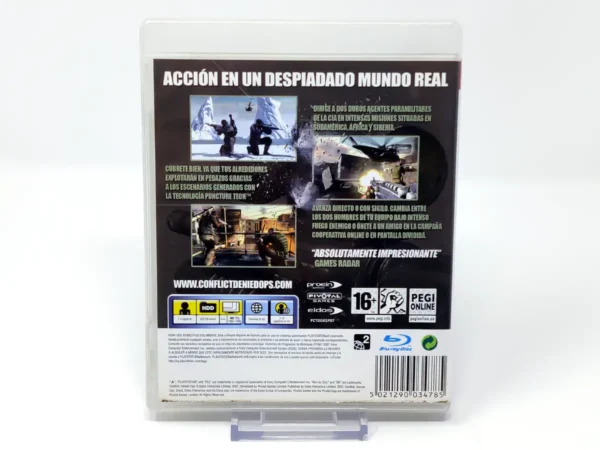Parte trasera de Conflict: Denied Ops (ESP) para PlayStation 3, edición PAL España