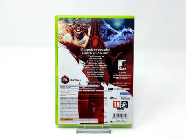 Parte trasera de Dragon Age: Origins: El Despertar (ESP) para XBOX 360, edición PAL España