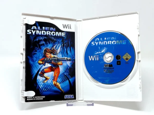 Interior del juego Alien Syndrome (ESP) para Nintendo Wii con disco y manual