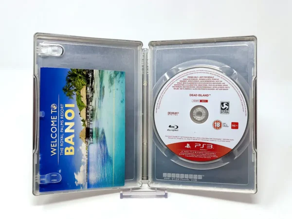 Interior del juego Dead Island (ESP) (Promo) (Steelbook) para PlayStation 3 con disco y manual