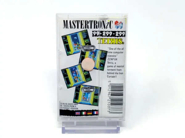 Parte trasera de Tetris (Mastertronic) para Sinclair ZX Spectrum, edición PAL
