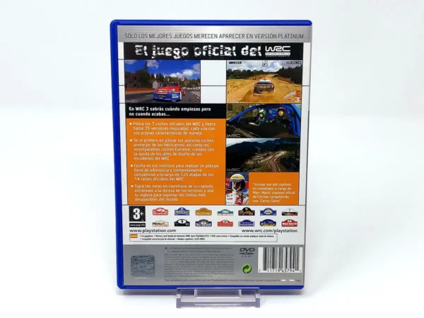 Parte trasera de WRC 3: El Juego Oficial del FIA World Rally Championship (ESP) (Platinum) para PlayStation 2, edición PAL España
