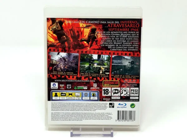 Parte trasera de Brothers in Arms: Hell's Highway (ESP) para PlayStation 3, edición PAL España