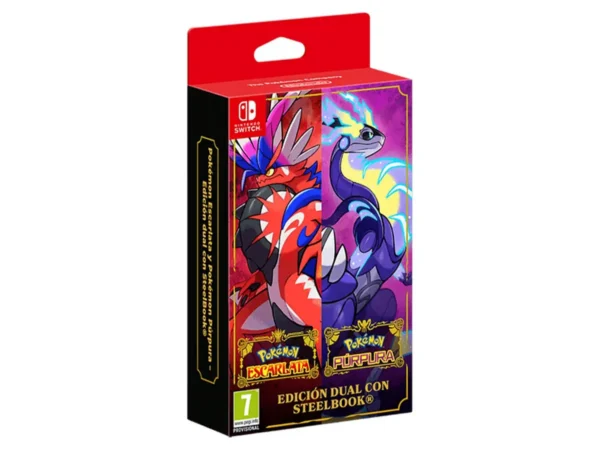 Portada de Pokémon Escarlata y Púrpura (Edición Dual con Steelbook) (ESP) para Nintendo Switch, edición PAL España, nuevo