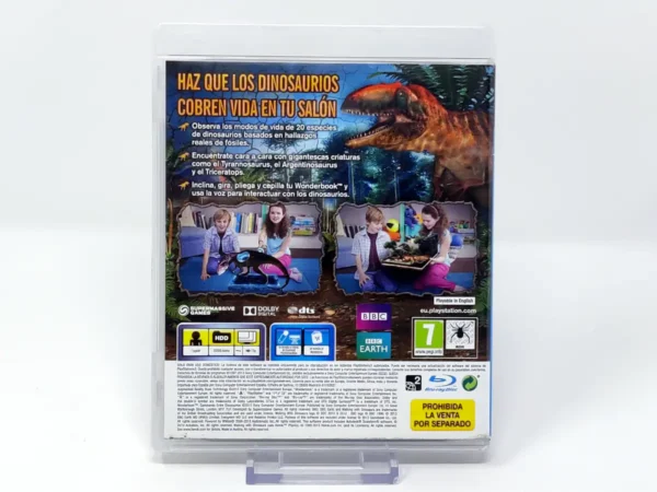 Parte trasera de Wonderbook: Caminando entre Dinosaurios (ESP) (v1) para PlayStation 3, edición PAL España