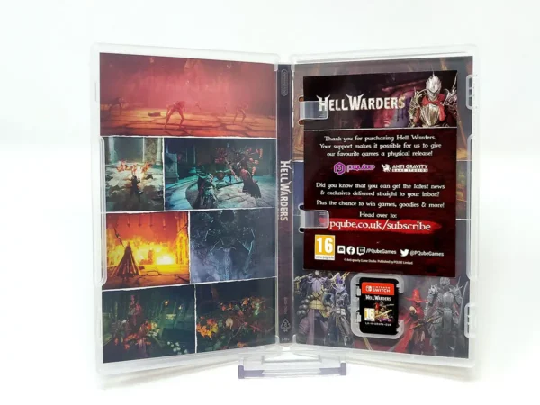 Interior del juego Hell Warders (ESP) para Nintendo Switch con disco y manual