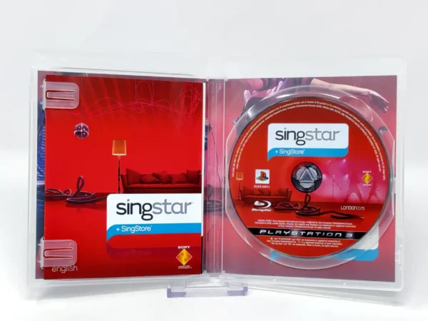 Interior del juego SingStar (UK) para PlayStation 3 con disco y manual
