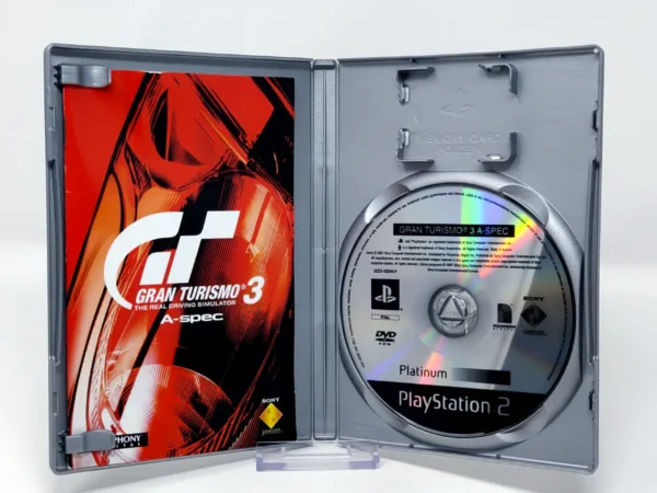 Interior del juego Gran Turismo 3: A-Spec (EUR) (Platinum) para PlayStation 2 con disco y manual