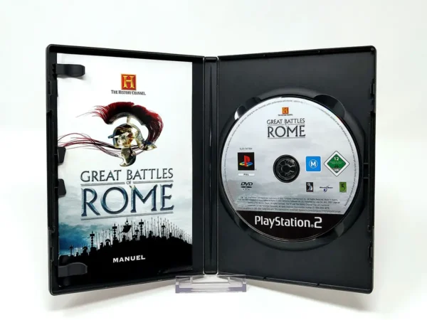 Interior del juego The History Channel: Great Battles of Rome (FRA) para PlayStation 2 con disco y manual
