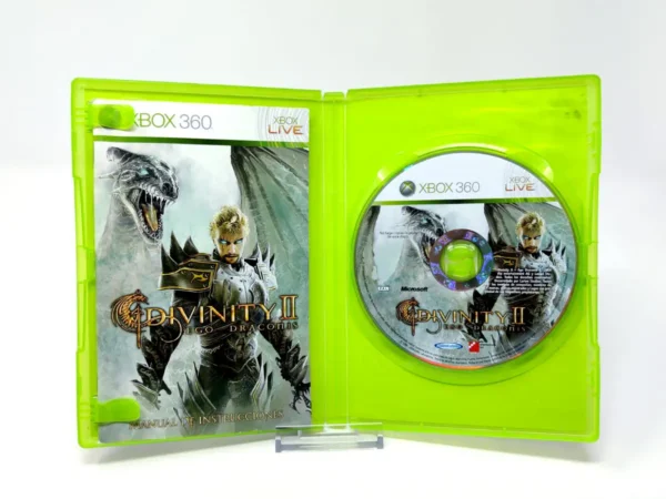 Interior del juego Divinity II: Ego Draconis (ESP) para XBOX 360 con disco y manual