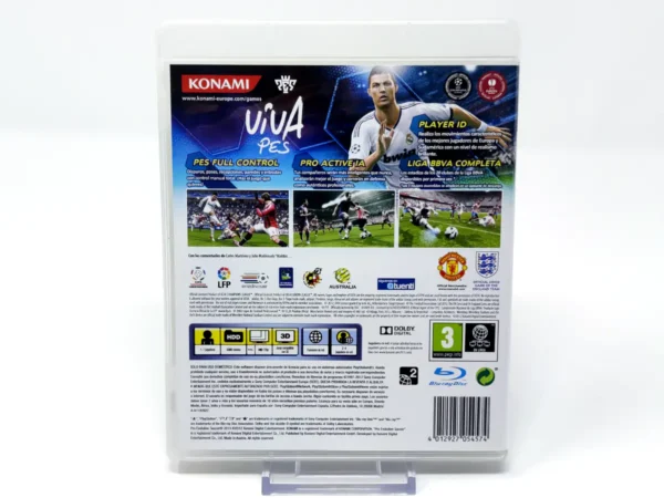 Parte trasera de PES 2013: Pro Evolution Soccer (ESP) para PlayStation 3, edición PAL España