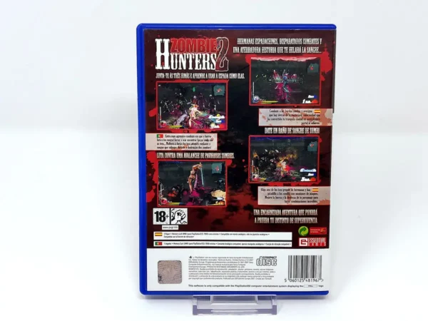 Parte trasera de Zombie Hunters 2 (ESP) para PlayStation 2, edición PAL España