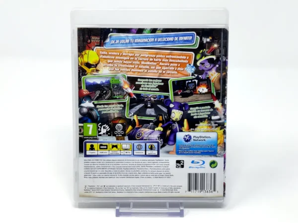 Parte trasera de ModNation Racers (ESP) para PlayStation 3, edición PAL España