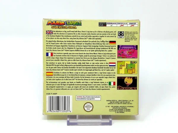 Parte trasera de Mario & Luigi: Superstar Saga para Nintendo Game Boy Advance, edición PAL España