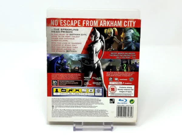Parte trasera de Batman: Arkham City (UK) para PlayStation 3, edición PAL UK