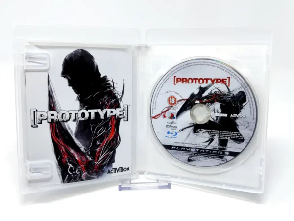 Interior del juego Prototype (ESP) para PlayStation 3 con disco y manual