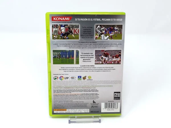 Parte trasera de PES 2008: Pro Evolution Soccer (ESP) para XBOX 360, edición PAL España