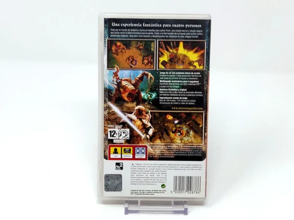 Parte trasera de Untold Legends: La Hermandad de la Espada (ESP) para PSP, edición PAL España