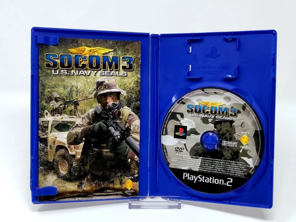 Interior del juego SOCOM 3: U.S. Navy SEALs (FRA) para PlayStation 2 con disco y manual