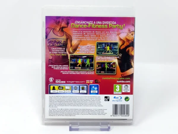 Parte trasera de Zumba Fitness (ESP) para PlayStation 3, edición PAL España