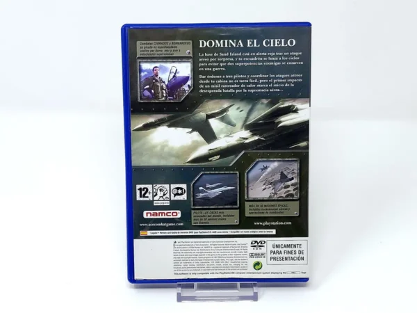 Parte trasera de Ace Combat: Jefe de Escuadrón (ESP) (Promo) para PlayStation 2, edición PAL España