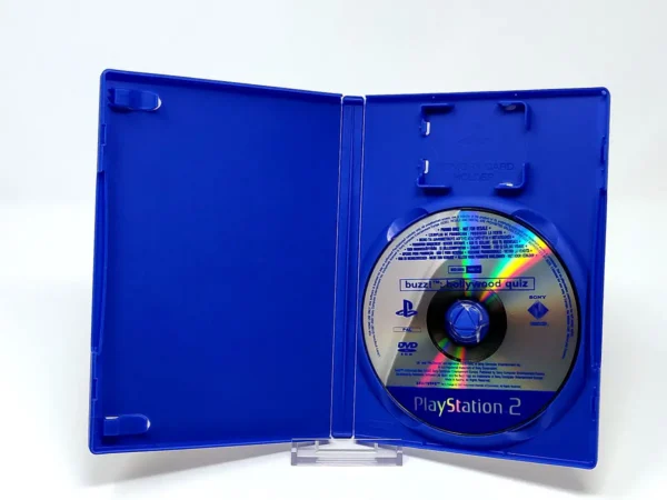 Interior del juego Buzz! Hollywood (ESP) (Promo) para PlayStation 2 con disco y manual