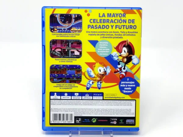 Parte trasera de Sonic Mania Plus (ESP) para PlayStation 4, edición PAL España