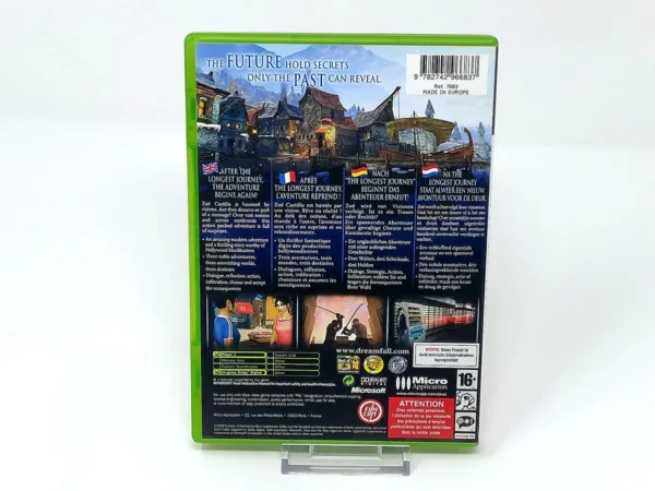 Parte trasera de Dreamfall: The Longest Journey (EUR) para XBOX, edición PAL EUR