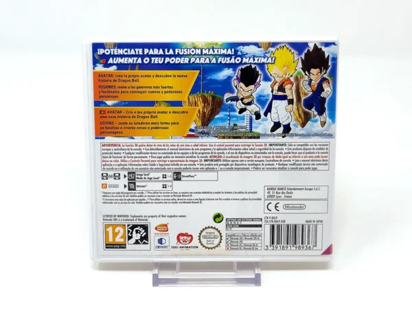 Parte trasera de Dragon Ball: Fusions (ESP) para Nintendo 3DS, edición PAL España