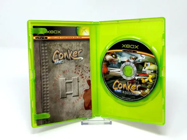 Interior del juego Conker: Live & Reloaded (ESP) para XBOX con disco y manual