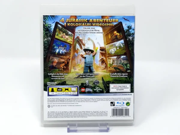 Parte trasera de LEGO Jurassic World (ALE) para PlayStation 3, edición PAL Alemania