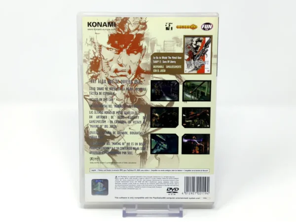 Parte trasera de Metal Gear Solid 2: Sons of Liberty (ESP) (Rebajado) para PlayStation 2, edición PAL España