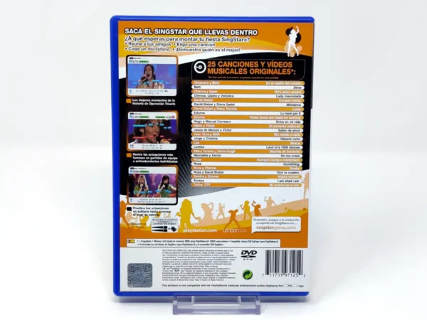 Parte trasera de SingStar: Operación Triunfo (ESP) para PlayStation 2, edición PAL España