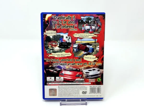 Parte trasera de Burnout 2: Point of Impact (UK) para PlayStation 2, edición PAL UK