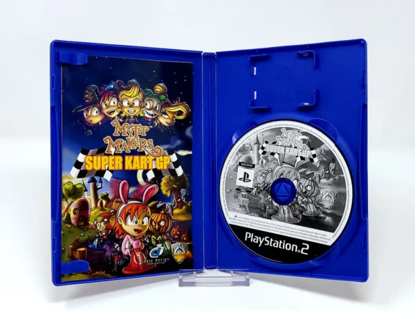 Interior del juego Myth Makers: Super Kart GP (FRA) para PlayStation 2 con disco y manual