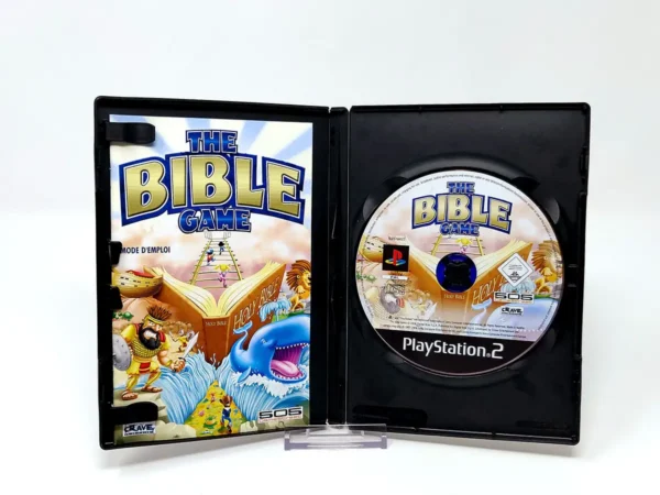 Interior del juego The Bible Game (FRA) para PlayStation 2 con disco y manual