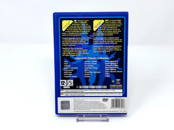 Parte trasera de Capcom Classics Collection Vol. 1 (ESP) para PlayStation 2, edición PAL España