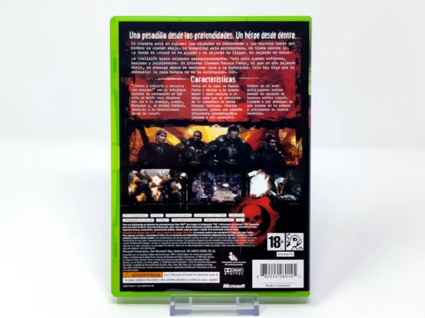 Parte trasera de Gears of War (ESP) para XBOX 360, edición PAL España