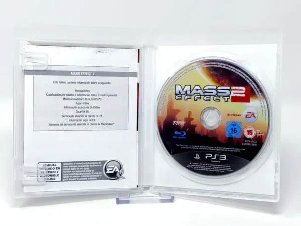 Interior del juego Mass Effect 2 (ESP) para PlayStation 3 con disco y manual