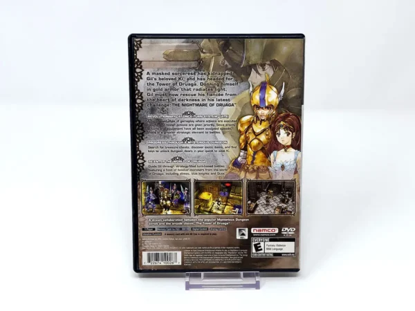 Parte trasera de The Nightmare of Druaga: Fushigino Dungeon (USA) para PlayStation 2, edición NTSC USA