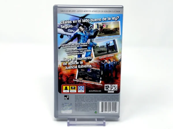 Parte trasera de Pursuit Force: Extreme Justice (ESP) (Platinum) para PSP, edición PAL España