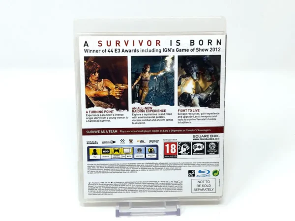 Parte trasera de Tomb Raider (UK) para PlayStation 3, edición PAL UK